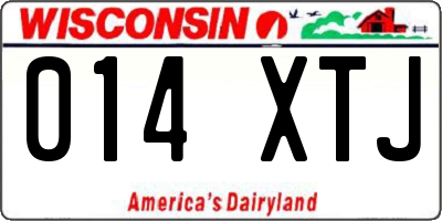 WI license plate 014XTJ