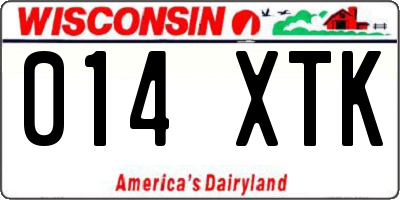 WI license plate 014XTK