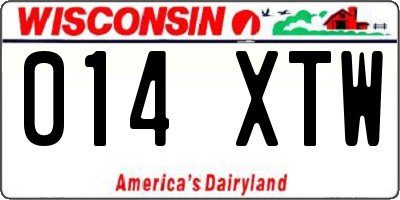 WI license plate 014XTW