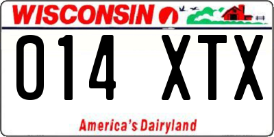 WI license plate 014XTX