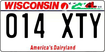 WI license plate 014XTY