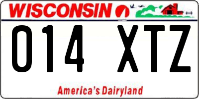 WI license plate 014XTZ