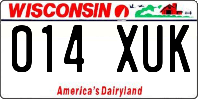 WI license plate 014XUK