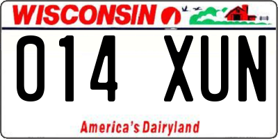 WI license plate 014XUN
