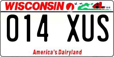 WI license plate 014XUS