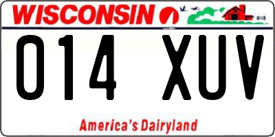 WI license plate 014XUV