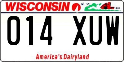 WI license plate 014XUW