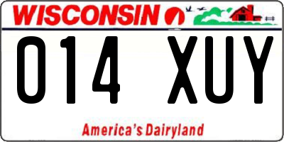 WI license plate 014XUY