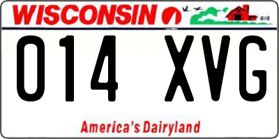 WI license plate 014XVG