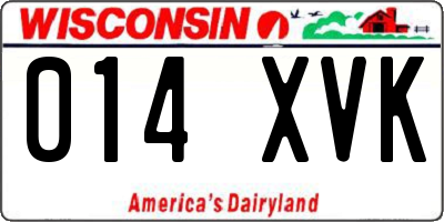 WI license plate 014XVK