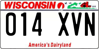 WI license plate 014XVN