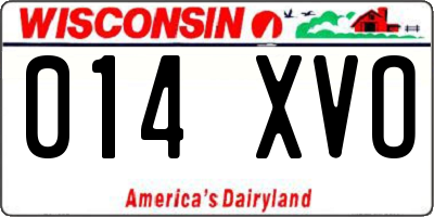 WI license plate 014XVO