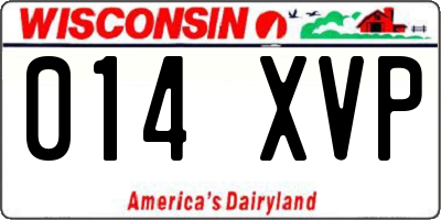 WI license plate 014XVP