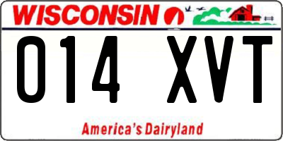 WI license plate 014XVT