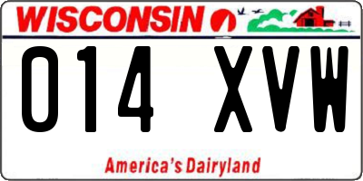 WI license plate 014XVW