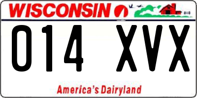 WI license plate 014XVX