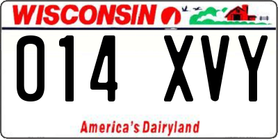 WI license plate 014XVY