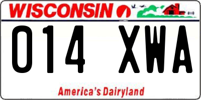 WI license plate 014XWA