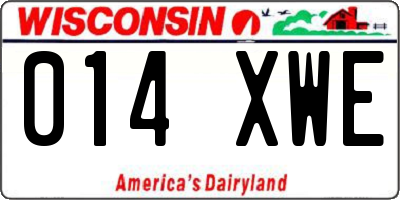 WI license plate 014XWE
