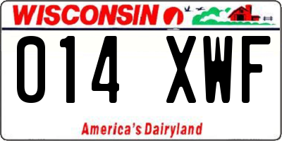WI license plate 014XWF
