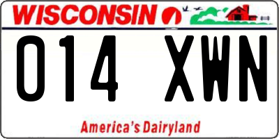 WI license plate 014XWN