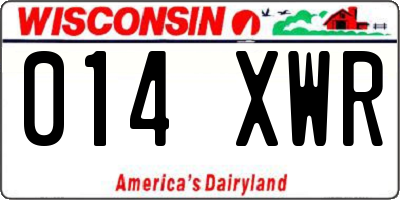 WI license plate 014XWR