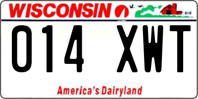 WI license plate 014XWT