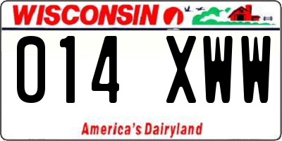 WI license plate 014XWW