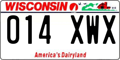 WI license plate 014XWX