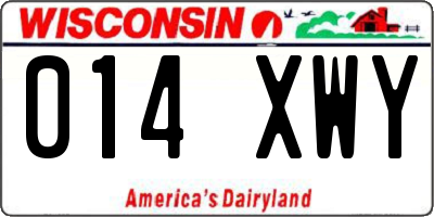 WI license plate 014XWY