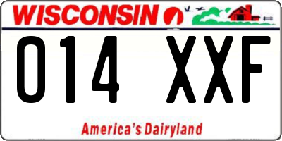 WI license plate 014XXF