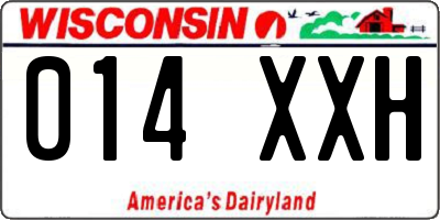 WI license plate 014XXH