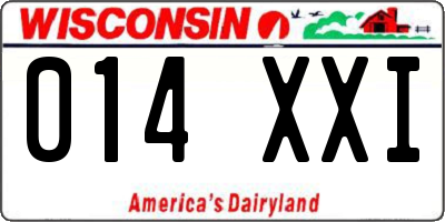 WI license plate 014XXI