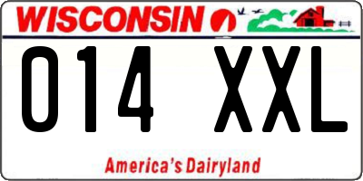 WI license plate 014XXL