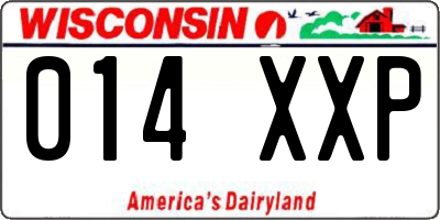 WI license plate 014XXP