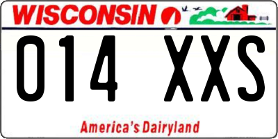 WI license plate 014XXS