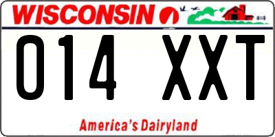 WI license plate 014XXT
