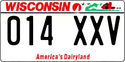 WI license plate 014XXV