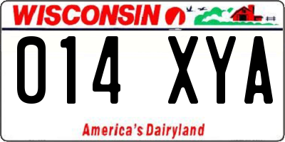 WI license plate 014XYA