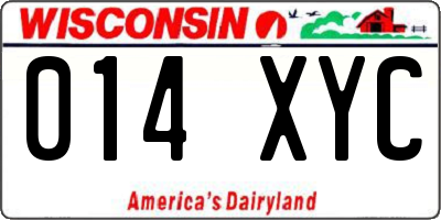 WI license plate 014XYC