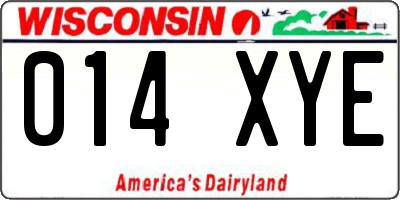 WI license plate 014XYE