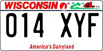 WI license plate 014XYF