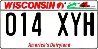 WI license plate 014XYH