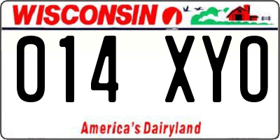 WI license plate 014XYO