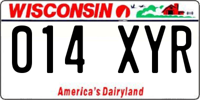 WI license plate 014XYR