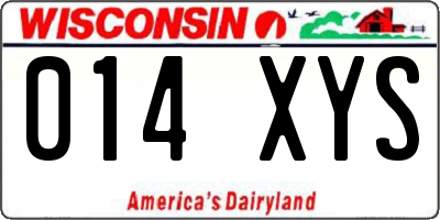 WI license plate 014XYS