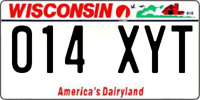 WI license plate 014XYT