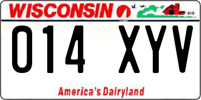 WI license plate 014XYV