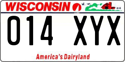 WI license plate 014XYX