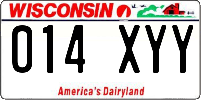 WI license plate 014XYY